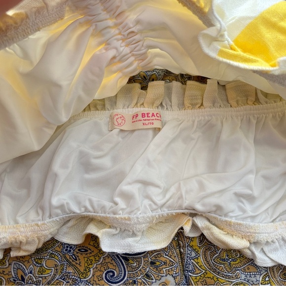 FP Beach by Free People 60s Style Yellow White Stripe Ruffle Bloomers Bikini - Picture 4 of 14